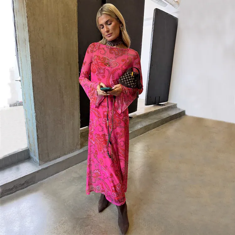 pink paisley dress Resort Radiance Maxi Curves The sleeveless silhouette showcases delicate spaghetti straps and a flattering V Pink Paisley Print Ruched Waist
